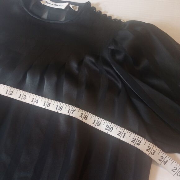 Nipon Blouse sheer striped long sleeve top with accent - Picture 6 of 9